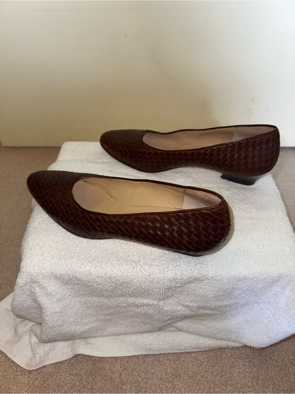 Cole Haan Dark Brown Woven Leather Low Heels - Picture 3 of 6